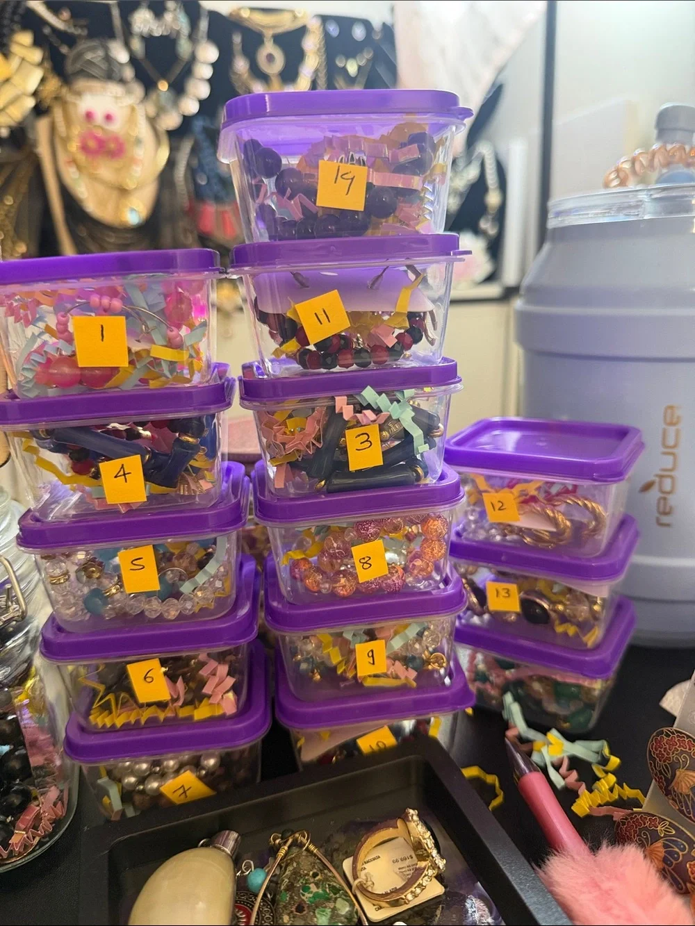 Mystery jars of jewelry of vintage jewelry and fashion jewelry